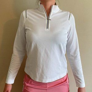 EP Pro Basic Tour Tech White Long Sleeved Solid Shirt - Medium